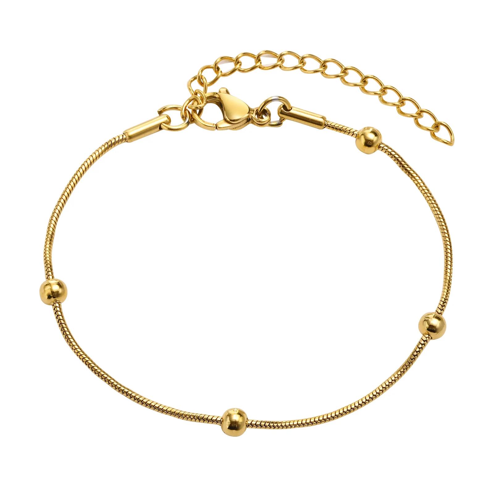 Fenny 18K Gold Plated Tarnish Free Dainty Snake Chain Beads Sweater Chain Stainless Steel Necklace for Women