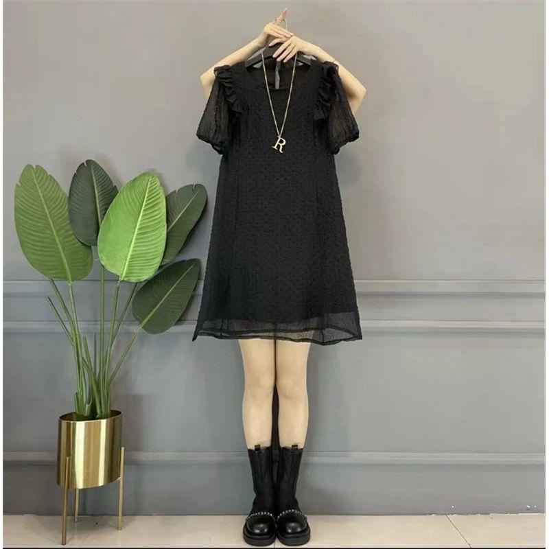 

Женское платье больших размеров, молодежное, с деревянными вставками в стиле пэчворк, с коротким рукавом, из шифона, летнее, подчеркивающее фигуру, скрывающее недостатки, модное, больших размеров, простое платье для женщин Black 2XL