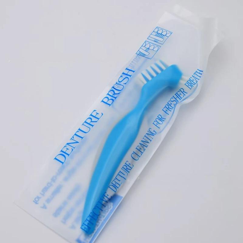 

Invisible Braces Denture Brush Toothbrush Dual Head False Teeth Invisible Braces Cleaning Soft Firm Bristles For Daily Oral Care синий