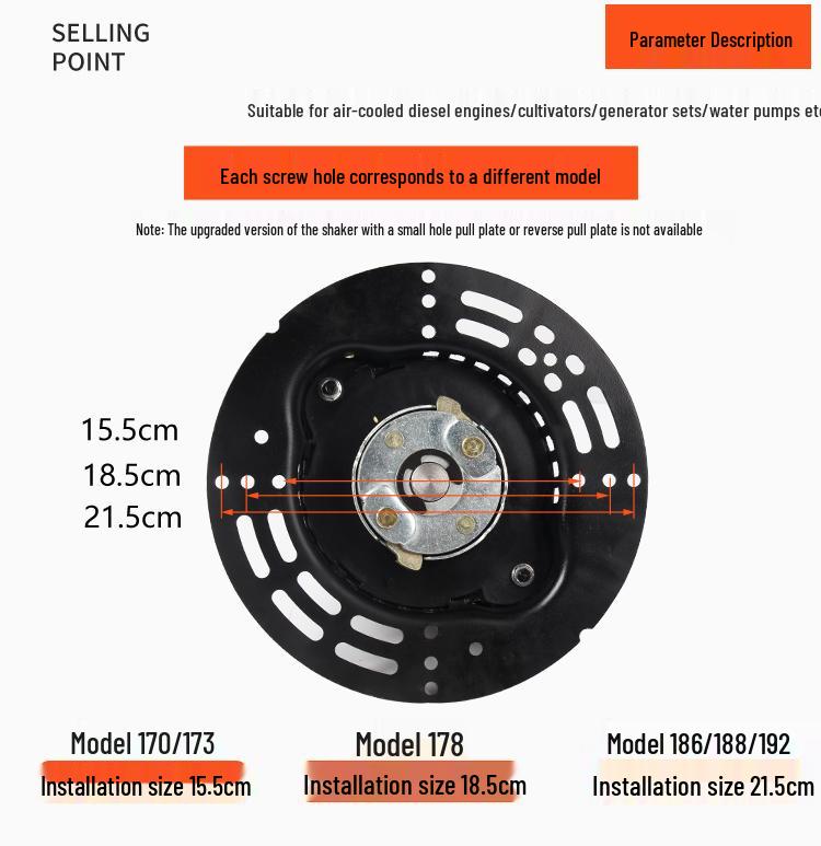 Air-Cooled Diesel Engine Recoil Starter Pull Plate for 178F-186 Generators and Water Pumps