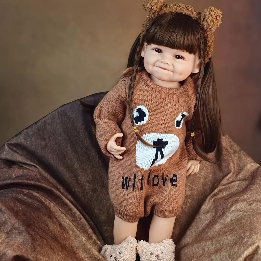 BZDOLL Lifelike Realistic Reborn Baby Girl Doll 55 CM 22 Inch Soft Full Silicone Princess Toddler Art Bebe Birthday Gifts for Child