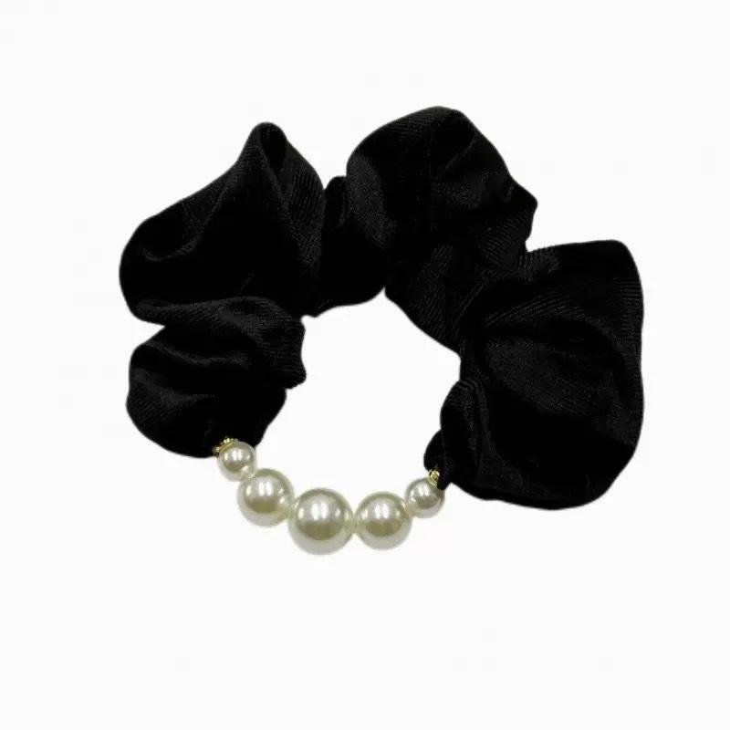 Fashion Advanced Classic Velvet Pearl Hair Ties Scrunchies for Women Girls Ponytail Holder Korean Hair Accessories