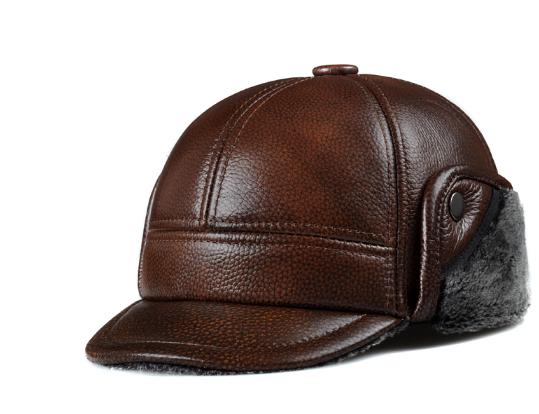 

Шапки из искусственного меха из натуральной яловой кожи, теплая зимняя шапка для папы, бархатная шапка с утиным языком, защита ушей, уличный бомбер с плоским верхом XXL 59 60cm