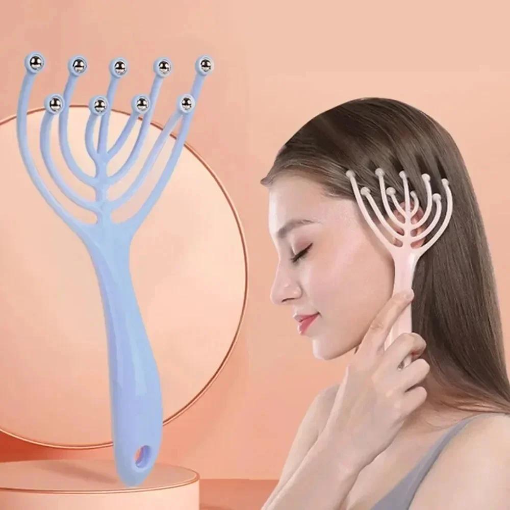 Massaggiatore per la Testa Cuoio Capelluto Collo Pettine Rullo Cinque Dita 9 Artigli Sfera d'Acciaio Assistenza Sanitaria Sollievo dallo Stress Artefatto Estrazione dell'Anima 1 Pz