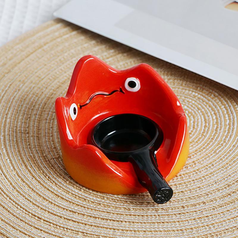 Anime Peripheral Howl'S Mobile Castle Cartoon Cute Calcifer Inserting Incense Intocandlestick Holder Desktop Decoration