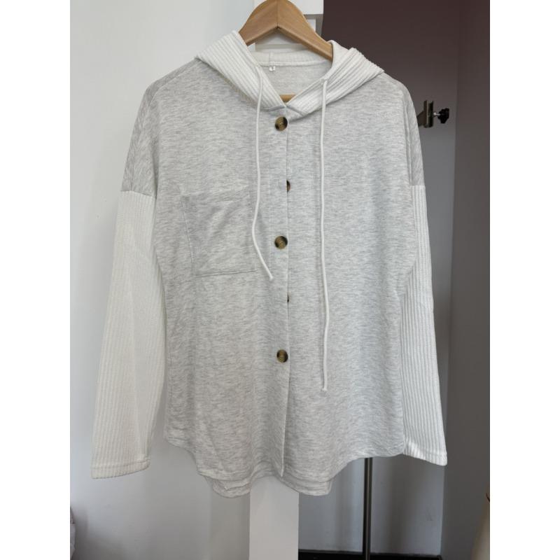Autumn and Winter Sweater Patchwork Hooded Sweatshirt Casual Women’s Jackets & Coats