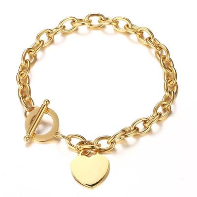 Roségoldenes herzförmiges Buchstabenarmband mit OT-Verschluss - Europäische & Amerikanische Mode