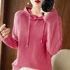 Suéter com Capuz Feminino Primavera e Outono Moletom Camiseta Básica com Suéter Tricotado Casual Tamanho Grande Suéter com Capuz Feminino