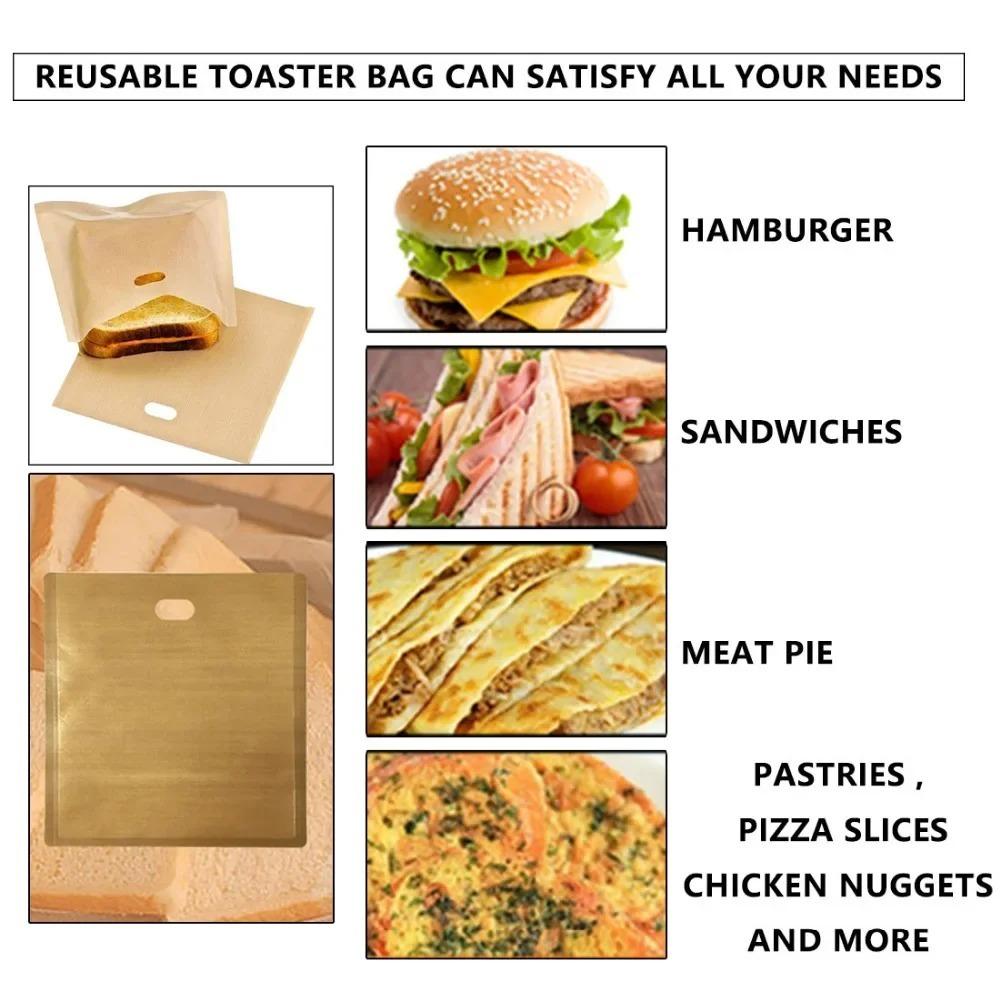 1PC Polyester Reusable Toaster Bag Snack Organizer Microwave Heating Sandwich Bags Reusable Baking Sheets Microwave Bags