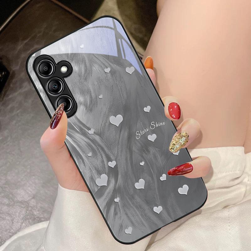 Gradient Love White For Samsung Galaxy A14 4G 20 30 52 20S 21S 22 A32 33 34 42 50 51 53 54 70 71 72 73 5G Glass Phone Case