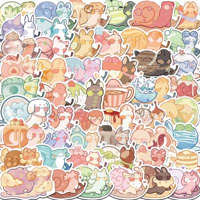 50 Cartoon Colorful Snail Doodle Stickers Trolley Box Water Cup Diary Waterproof DIY Stickers