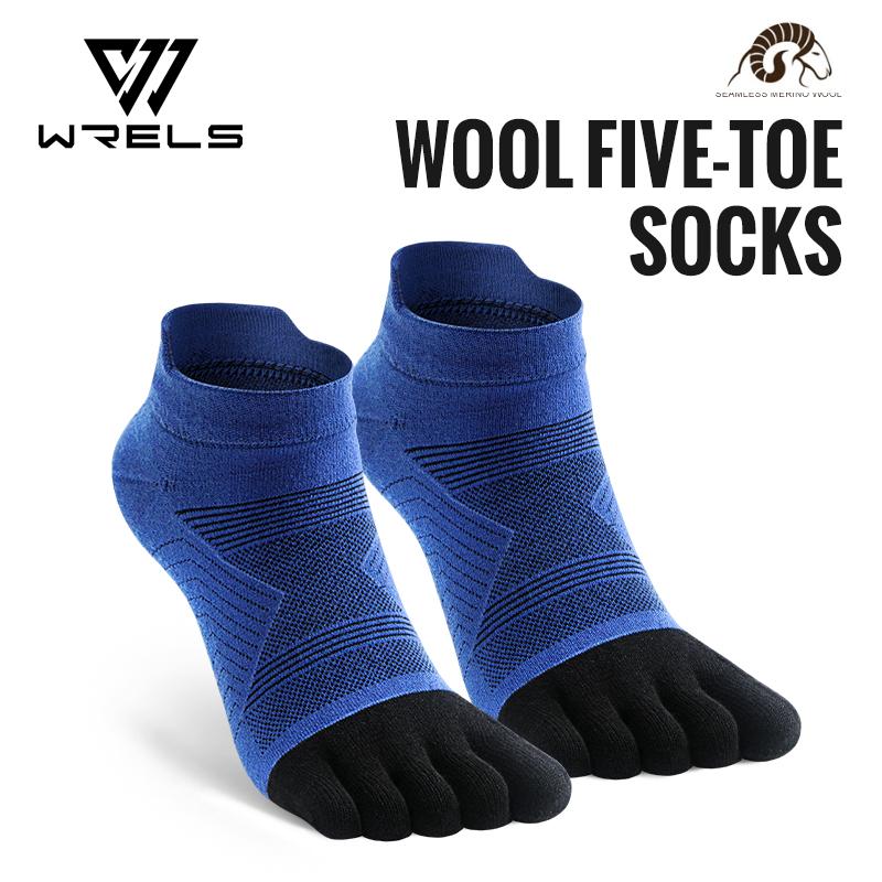 WRELS Merinowolle Outdoor Sport Fünf-Zehen-Socken Feuchtigkeitsableitend Elastisch Laufsocken Stoßdämpfend Atmungsaktiv Trekking Zehensocken