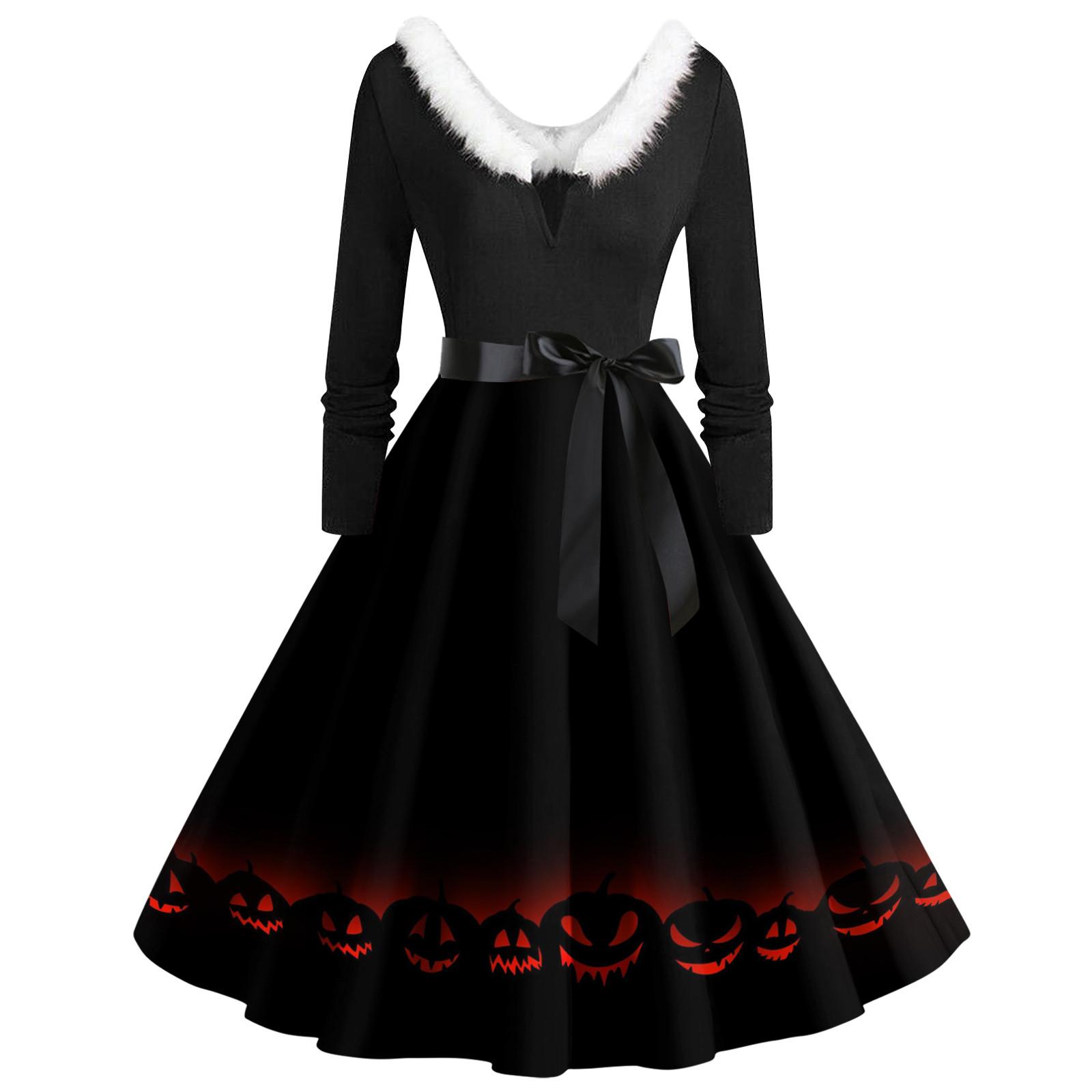 Женские повседневные модные платья с длинными рукавами и v-образным вырезом с принтом — фото 3