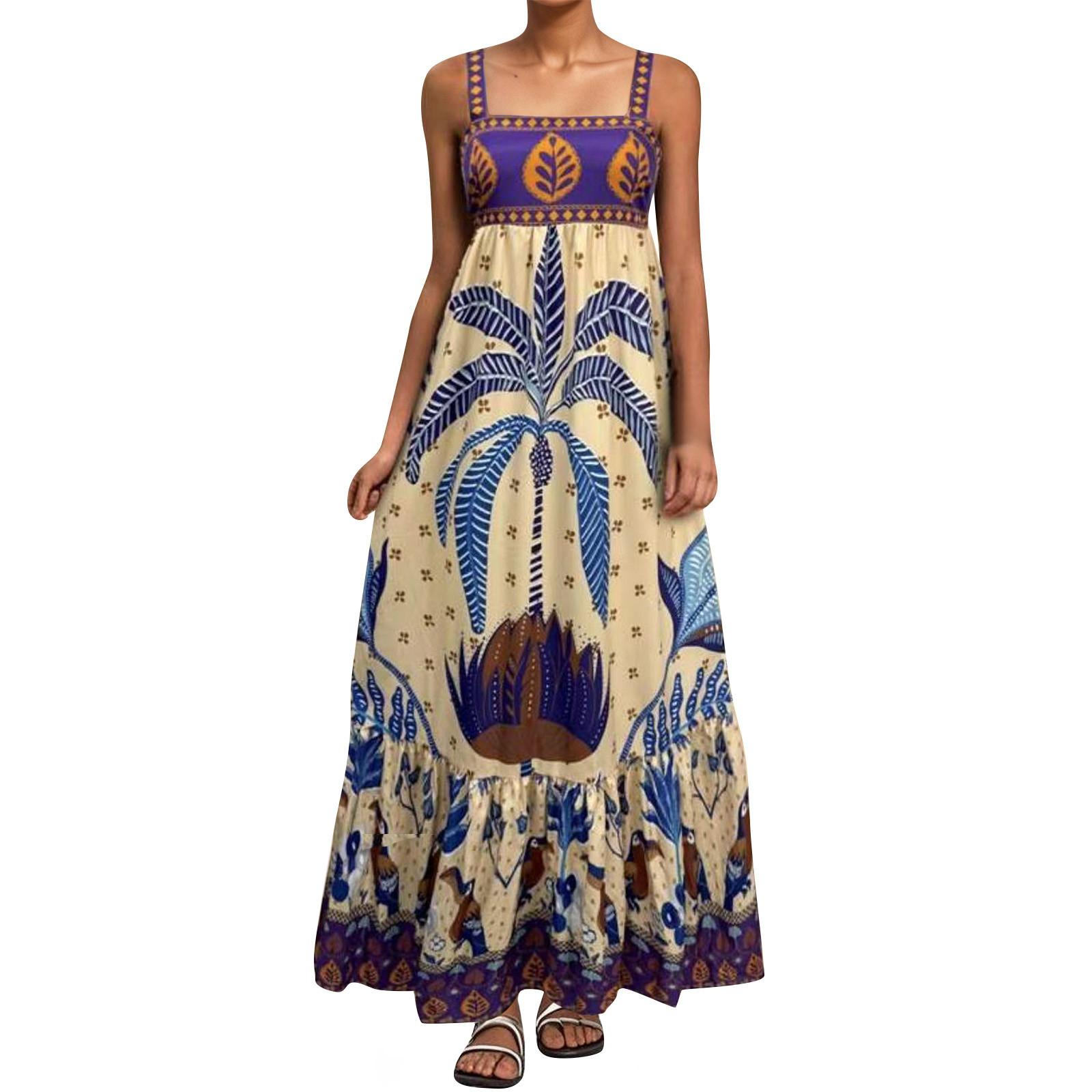 

Женское повседневное модное винтажное платье с цветочным принтом и подтяжками, элегантное праздничное платье M фиолетовый