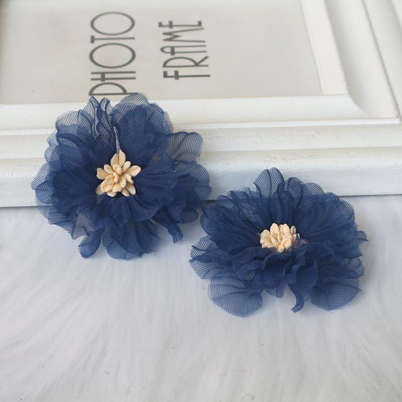10Pcs 5CM Wrinkle Chiffon Fabric Cored Flowers For DIY Hair Accessories Hats Headband Wedding Dress Decoration