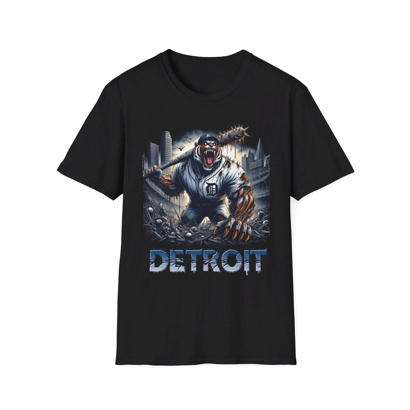 Detroit Tigers Horror Mashup T-Shirt - Scary Detroit Fan Apparel S