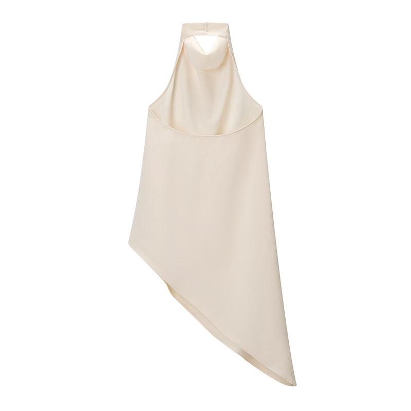 Haut Asymétrique à Col Halter Dos Nu Style Européen Américain Printemps 2026 pour Femme