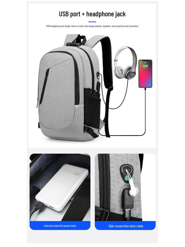 Men's Large Capacity Waterproof Oxford Backpack for College & Travel