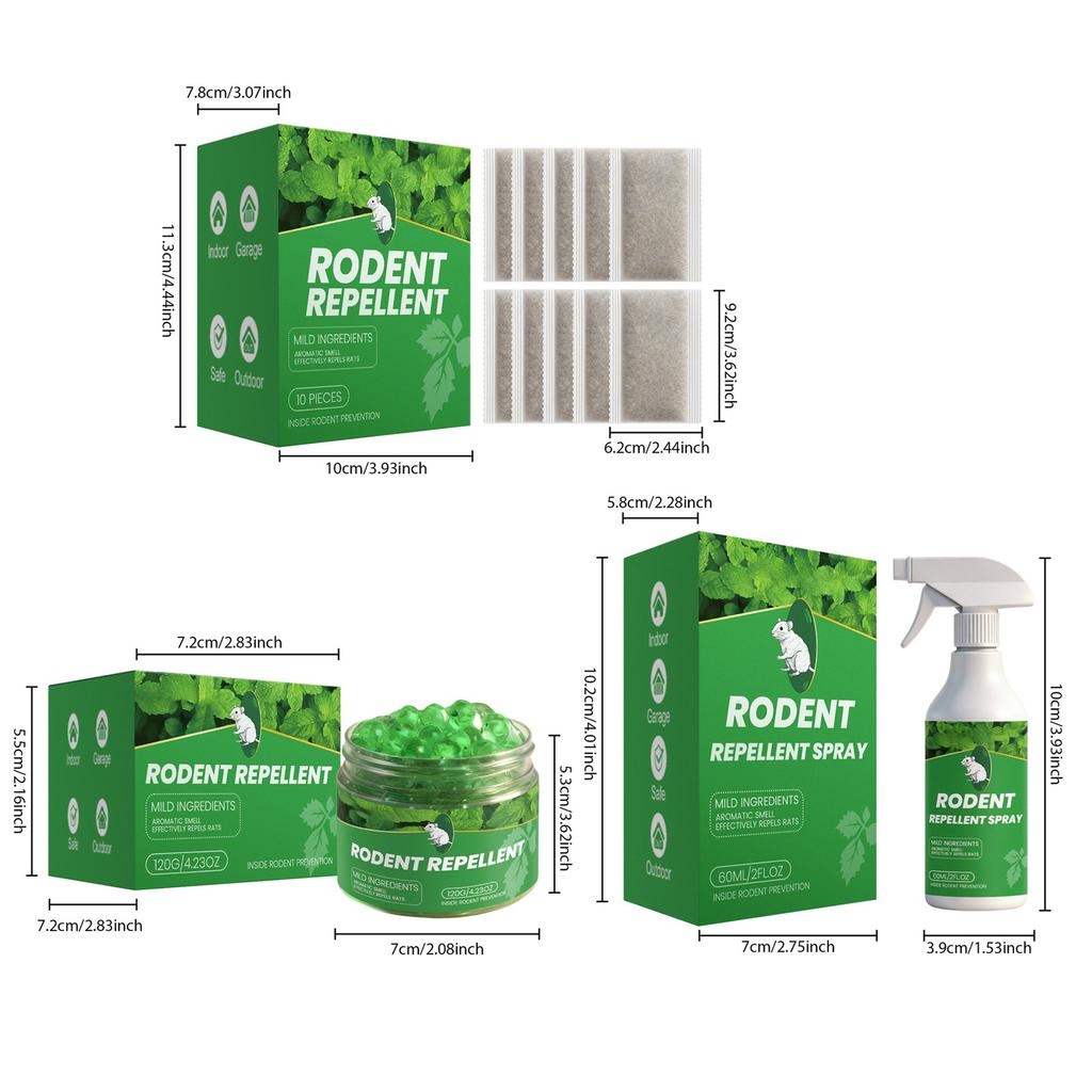 Rodent Repellent Spray 60ml 2FL OZ Indoor Outdoor Use Effective Rodent Deterrent Spray for Furniture Garage and Home Protection