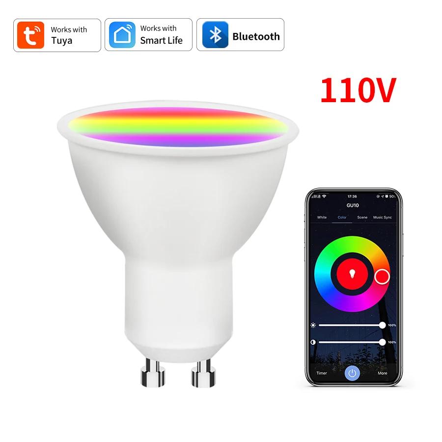 Tuya Bluetooth Smart LED Bulb GU10 Ceiling Lamp RGB Dimmable Spotlight Downlight Smart Life App Control For Bedroom Living Room