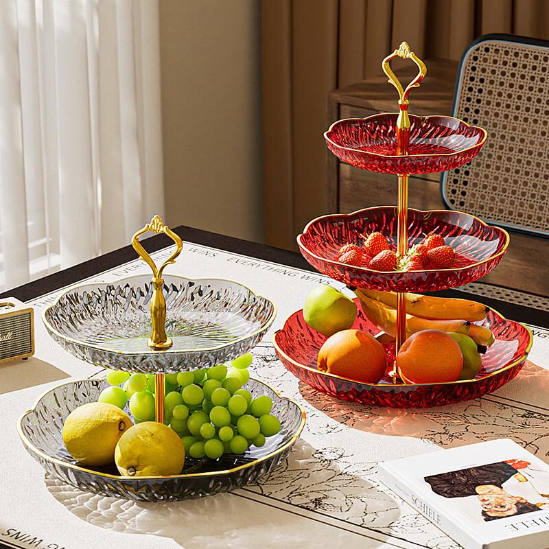 Elegant Gold-Rimmed Two-Tier Fruit Platter