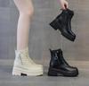 Fashion 8CM New Genuine Leather Platform Wedge Hidden Heel Women Ankle Boots Casual Chunky Sneakers High Heels Spring Autumn Shoes