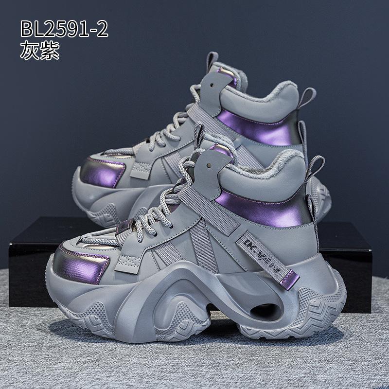 Super fire high-top dad shoes autumn and winter new thick-soled small velvet sports and leisure shoes