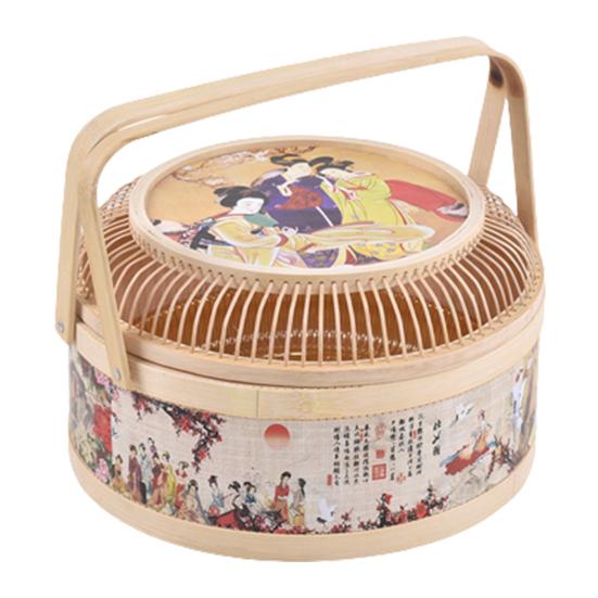 

Moon Cake Basket Decorative Large Capacity Hand Made Storage Food Round Colorful