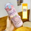 With Straw Cartoon Insulated Water Bottle Large Capacity Thermos Tumbler Car Vacuum Flask  Children