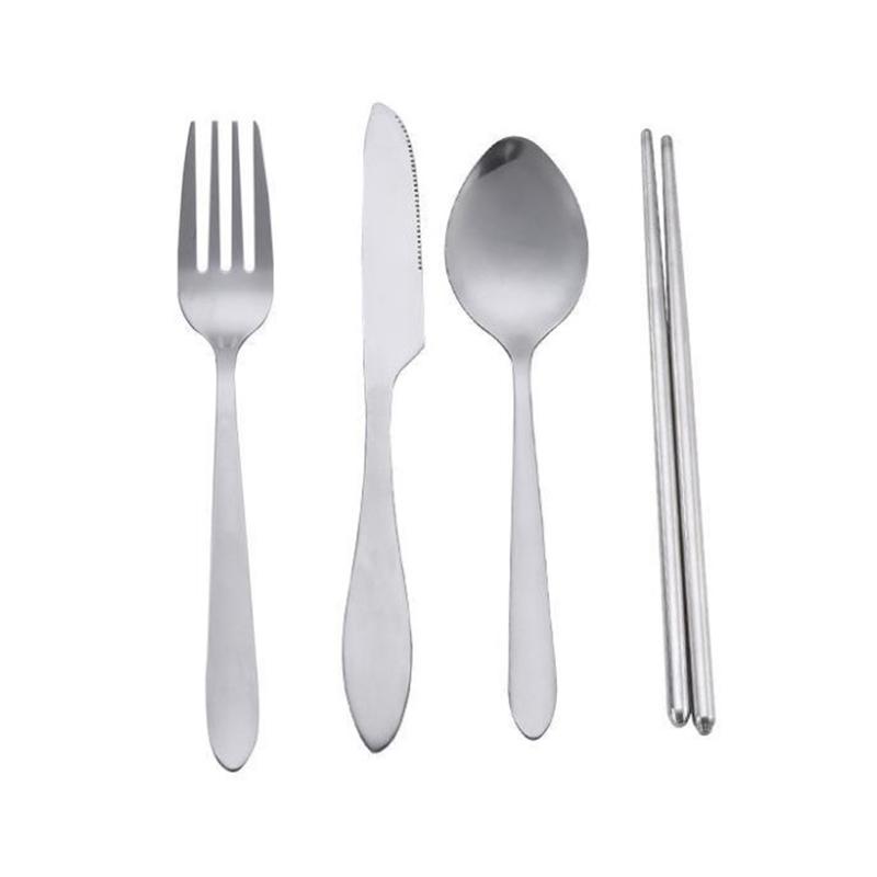 4ks/sada Travel Camping Příbory Sada přenosného nádobí Nerezová hůlka