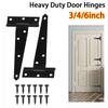 3/4/6inch T Shaped Door Hinges Metal Gate Strap Hinges  for Wooden Fences Yard Barn Door Cabinet