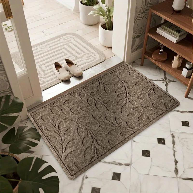 Rutschfeste texturierte Fußmatte Langlebige saugfähige Eingangs-Bodenmatte Teppich mit neutralem geometrischem und Blattmuster für Haustür Terrasse Küche
