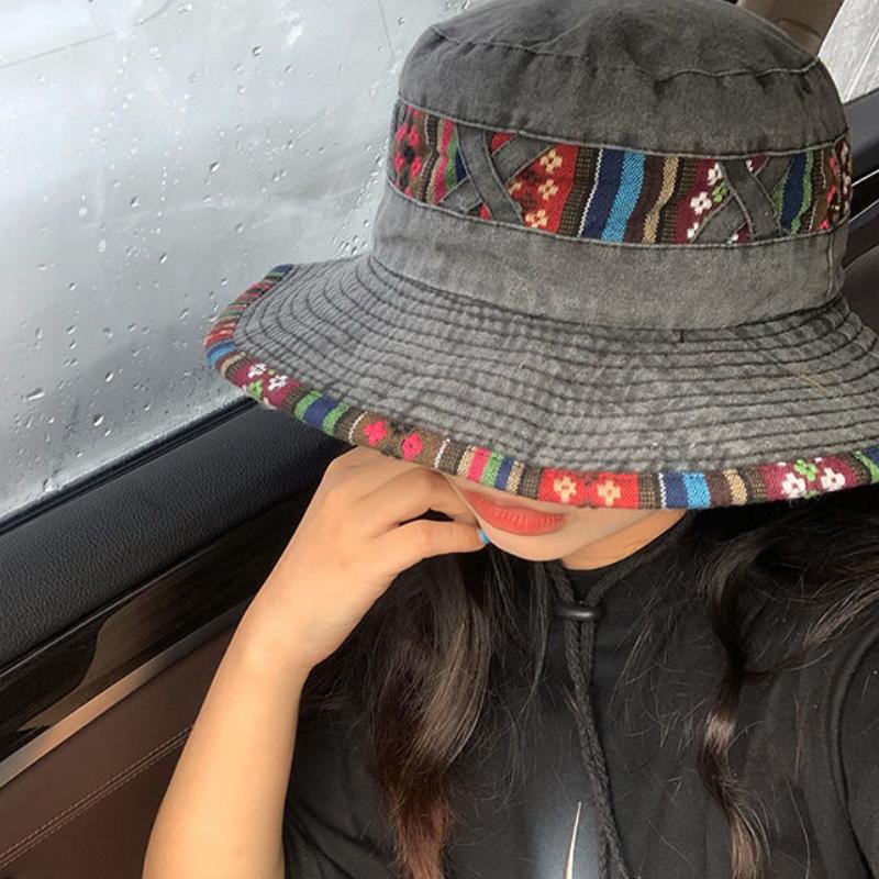 Pălărie de pescar cu șnur în stil etnic Retro Pălărie de pescar cu șnur Pălărie de vară pentru femei în aer liber Umbră de protecție solară Pălărie de drumeție Pălării de cowboy occidentale pentru bărbați