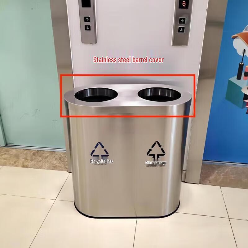 Stainless Steel Commercial Double Bin Trash Can Lid