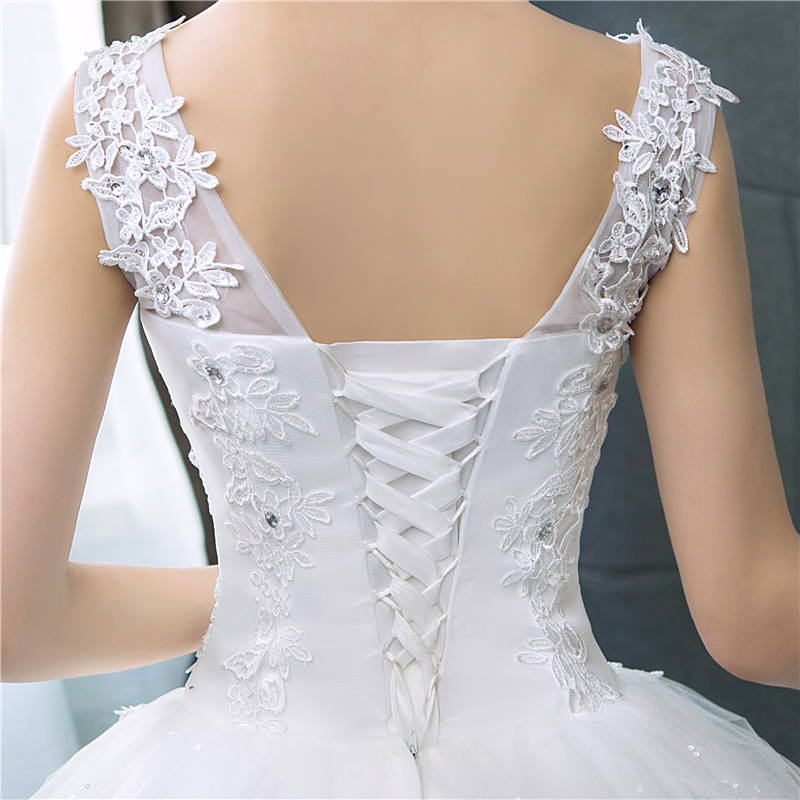 V-neck Wedding Dresses Simple Off White Sequined Wedding Gown