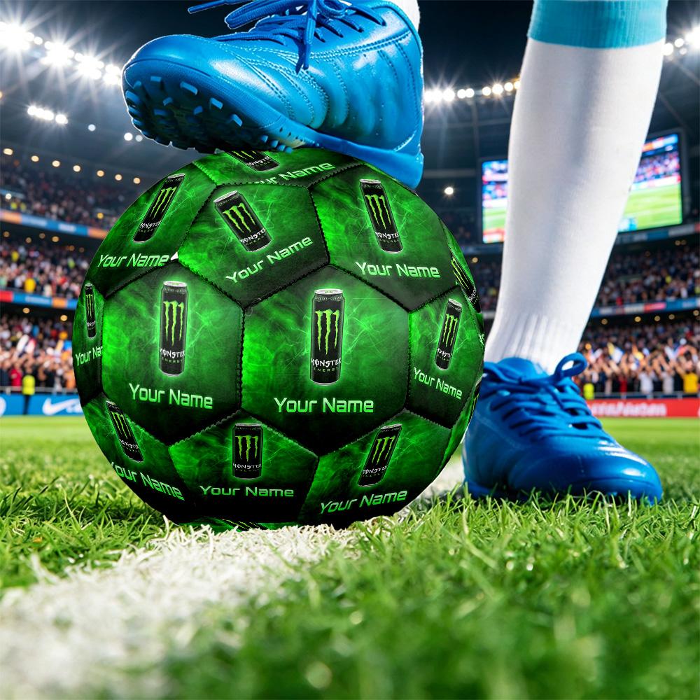 Monster Energy Size 5 Football, Custom Name Text Personalized Soccer Ball Sport Training Gift