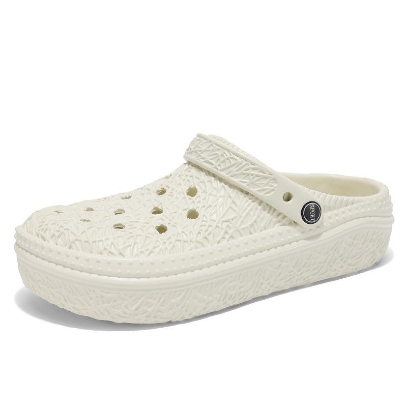 

Thick-Soled Hole Shoes Men S Outer Bag Head Slippers Thick-Soled Heightening Non-Slip Sports Casual Sandals Men 45 покинуть белый