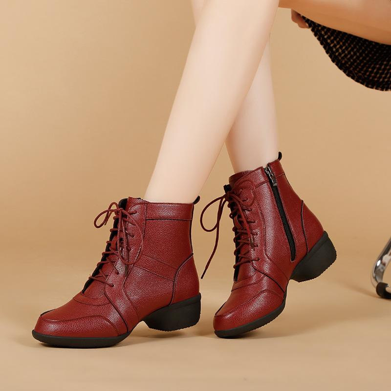 Square Dance Shoes Women Leather Mesh Cool Women Summer Short Boots Dance Sneakers Outdoor Modern Jazz Dancing Shoes Dance Boots