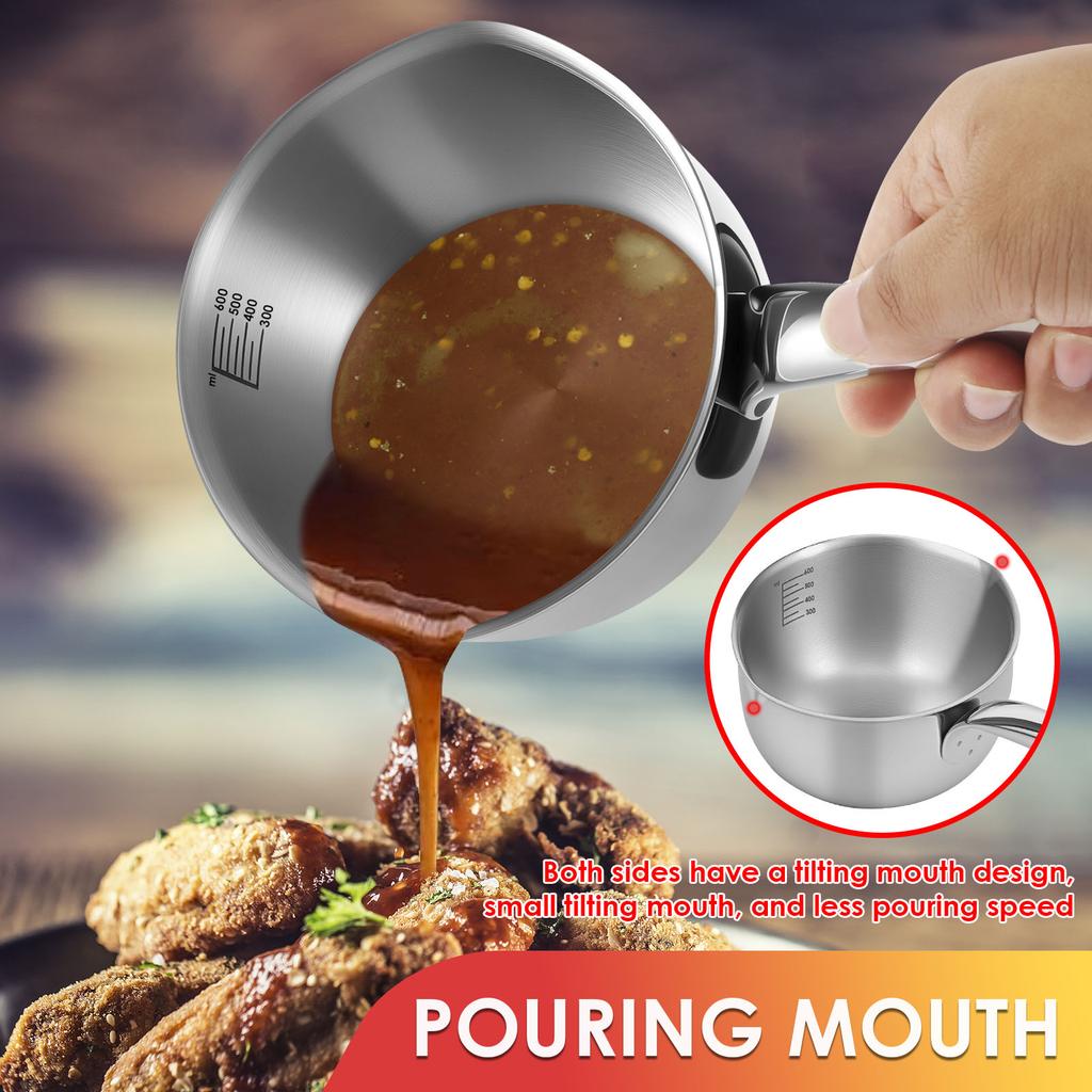 Stainless Steel Milk Soup Pot 400 To 600ml Soup Pot Solid Butter Warmer Pot Household Non Stick Heat Resistan Cookware Pots