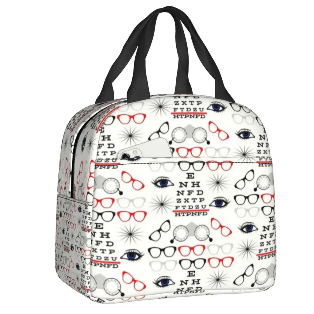Eye Exam Insulated Lunch Bags for Women Kids Caring for The Eyes Optometrist Optician Portable Thermal Cooler Bento Box School