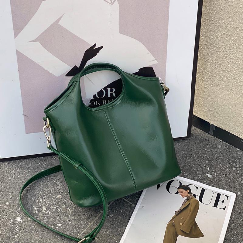 

Top Layer Cowhide Leather Tote Bag For Women 2025 New Style And Retro Handheld High-end Real Leather Single Handle Top-handle Women s Bag 25x11x26cm зелёный