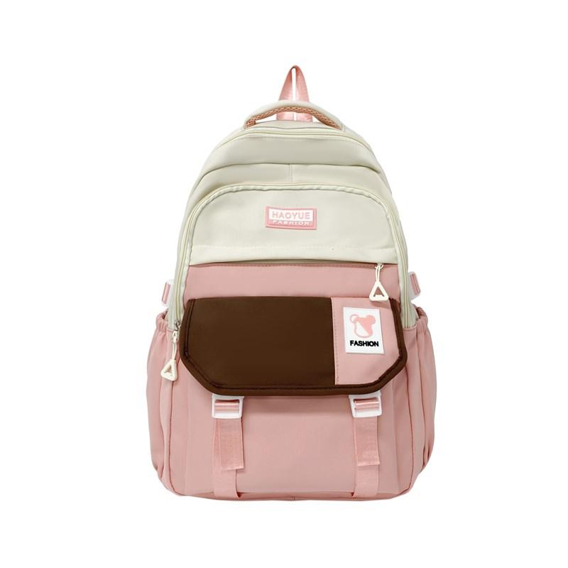 Student Skolväska Campus College Stil Stor Kapacitet Ryggsäck Dam Färgblock Ryggsäck för Flickor