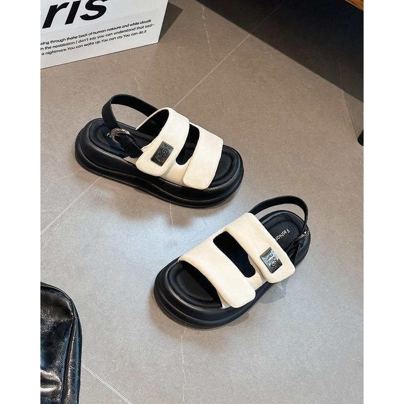 

Velcro platform sports sandals women s summer wear soft sole light casual beach shoes 35 бежевый