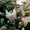 4pcs Christmas Tree Hanging Pendant Scarf Chicken Holiday Festival Decoration Outdoor Xmas Tree Funny Home Christmas Ornament