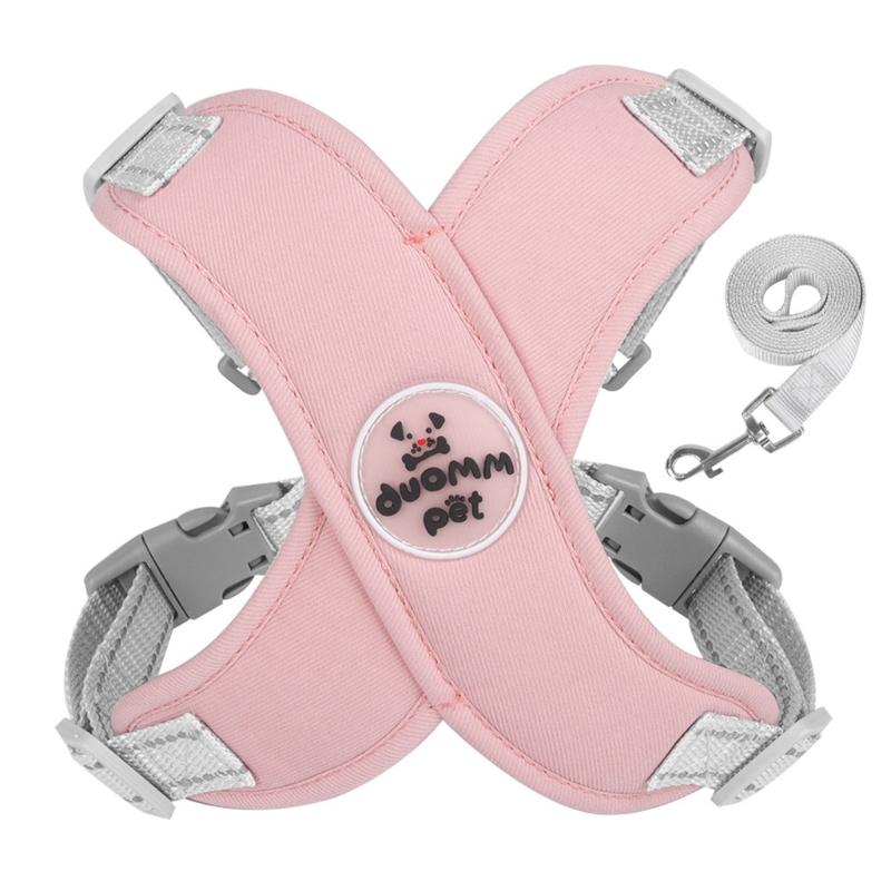 Dog Harness All-Weather Vest with Metal D-Ring Reflective Soft Harnesses with Leashes for Small Medium Dogs