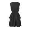 Gepunktetes Satin-Sommerkleid mit Rüschensaum und taillierter Taille für Damen