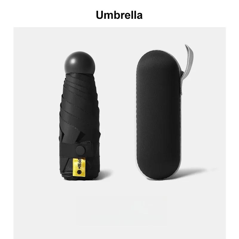 Mini deštník Kapslový deštník Slunečno a deštivo Dualuse Nepromokavá ochrana proti slunci Venkovní cestování Přenosný slunečník deštník