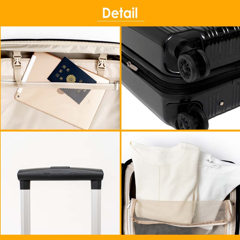Expandable Suitcase Black Black [Konan Original] KWH14-0323-BK