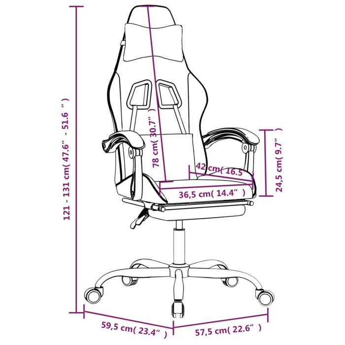 VidaXL Gaming Chair with Footrest Swivel Computer Chair Armchair Ergonomic Office Seat Interior White and 3143863