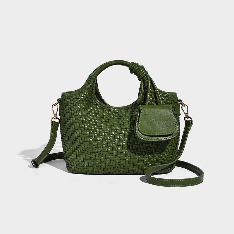 Handwoven High-end Vegetable Basket Handbag for Women 2025 New Fashion Mother and Child Bucket Bag Single Shoulder Crossbody Bag